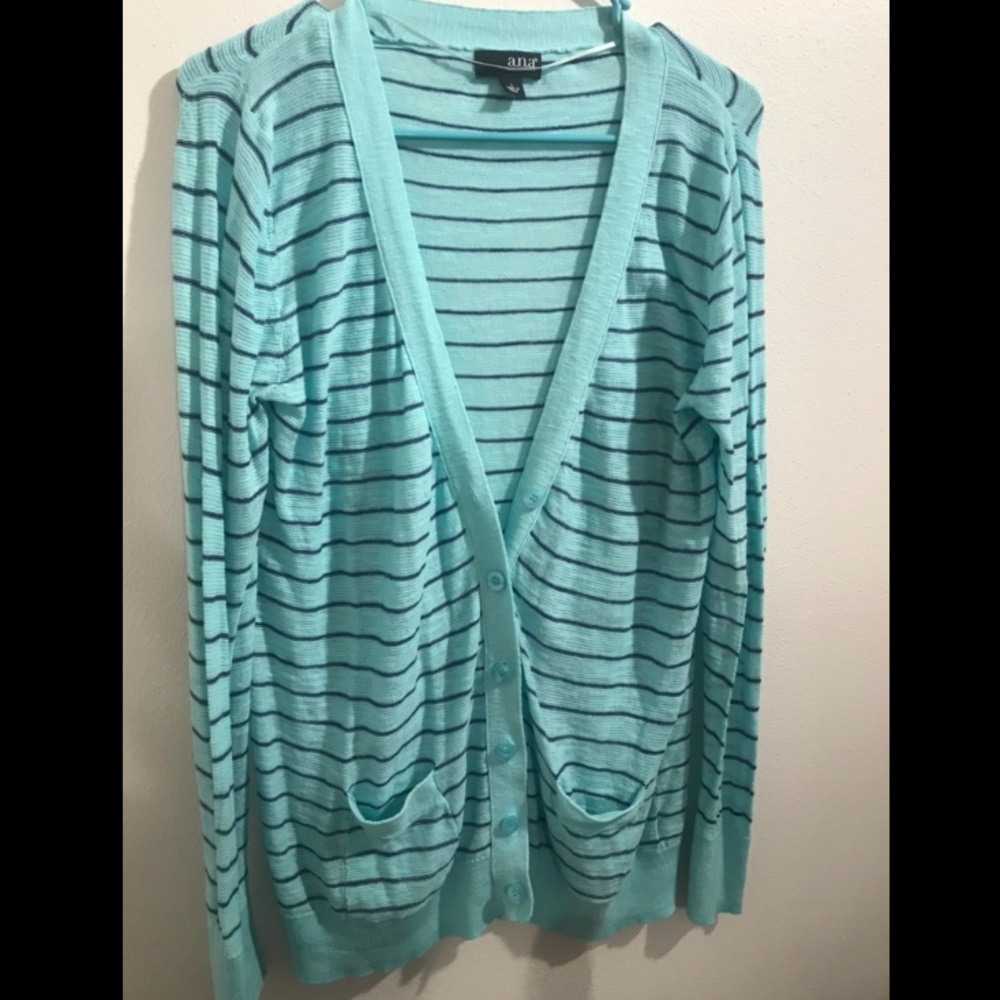 a.n.a Striped Blue Cardigan Sweater